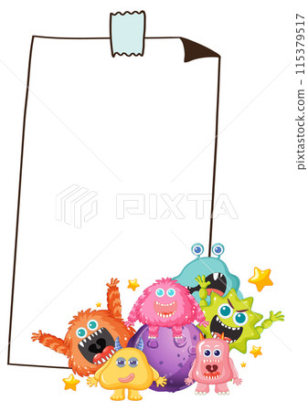 Colorful Monsters with Blank Sign 115379517