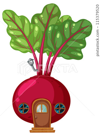 Whimsical Beetroot House Illustration 115379520