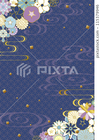 夏季日式花卉圖案背景素材（明信片尺寸） 115379946