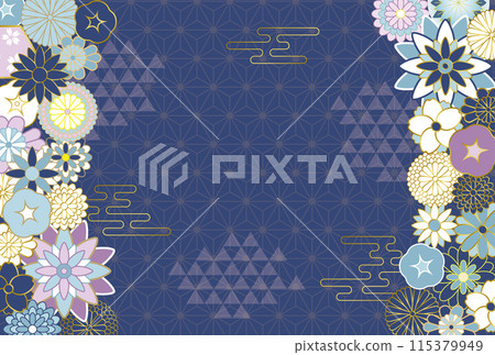 夏季日式花卉圖案背景素材（明信片尺寸） 115379949