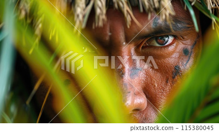 Natives aborigines: mesmerizing portrayal of indigenous cultures, traditions, heritage captured in evocative images, celebrating richness of ancient rituals, diverse lifestyles, tribal communities. 115380045
