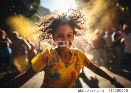 Energetic party vibes, dynamic celebration with music, dance, and joyous moments, essence of lively gatherings and memorable festivities for all to enjoy and cherish corporate event 115380056