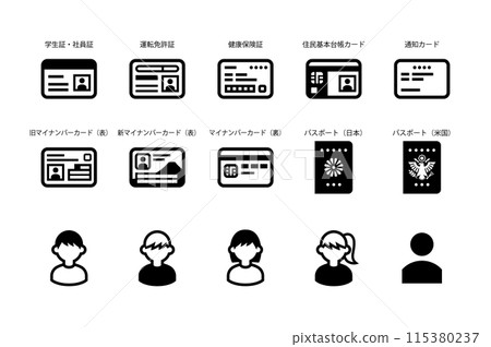 Identification card vector icon set Identification card vector icon set 115380237