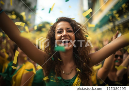 Patriotic celebration: Brazilian independence day, honoring nation's freedom with lively festivities, cultural displays, expressions of national pride, commemorating country's rich history, heritage. 115380295