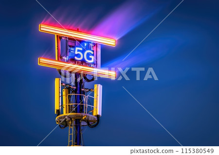 Advanced text 5G revolution, innovative data technologies that revolutionise the way we communicate, enabling instant connectivity and fast information transfer in the world of modern communications 115380549