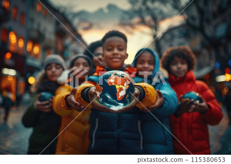 World Population Day: Celebrating the diversity of humanity united under the embrace of the globe with people of different nationalities World Population Day: Celebrating the diversity of humanity united under the embrace of the globe with people of different nationalities 115380653