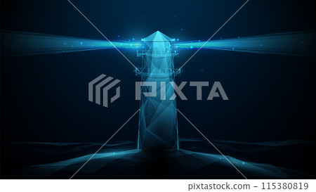 Lighthouse. Low polygonal, wireframe, linear and mesh illustration Lighthouse. Low polygonal, wireframe, linear and mesh illustration 115380819