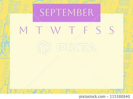 Organizing monthly activities, the September calendar template with a clear, simple layout Organizing monthly activities, the September calendar template with a clear, simple layout 115380840