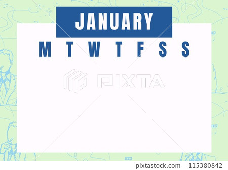 Promoting organization, the calendar template highlights January with a clear weekly layout 115380842