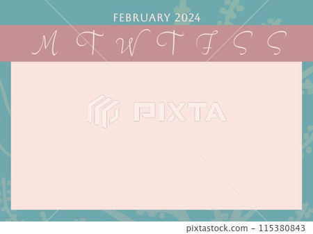 Organizing monthly plans, this February 2024 calendar template offers a serene backdrop with floral Organizing monthly plans, this February 2024 calendar template offers a serene backdrop with floral 115380843