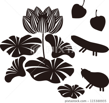 盂蘭盆節盂蘭盆剪影剪紙裝飾蓮花夏季七月八月日本圖案簡單插圖材料 115380935