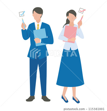 男性和女性商人檢查和評估 115381001