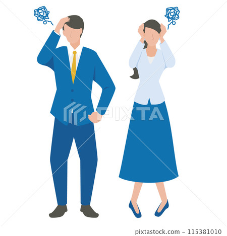 男女商人抱頭憂心忡忡 115381010