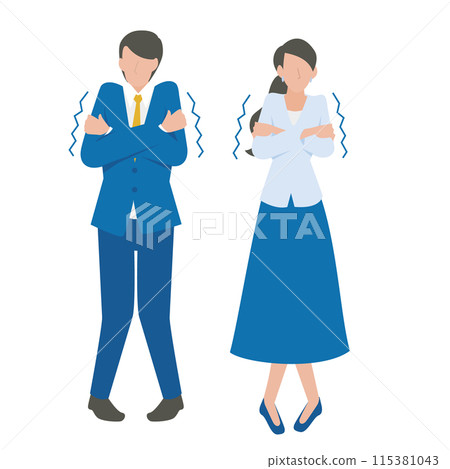 感冒、瑟瑟發抖的男性和女性商務人士 感冒、瑟瑟發抖的男性和女性商務人士 115381043