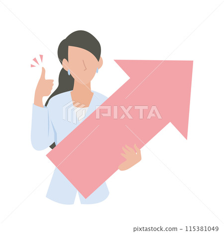 有向上箭頭的女性商務人士 115381049