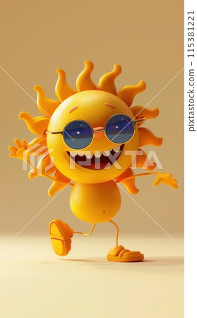 Onset of the arrival of abnormal strong heat, sun is overactive, cartoon style - capturing comedic charm of a funny sun character as it brings on an intense heatwave in a lively cartoon rendition. Onset of the arrival of abnormal strong heat, sun is overactive, cartoon style - capturing comedic charm of a funny sun character as it brings on an intense heatwave in a lively cartoon rendition. 115381221