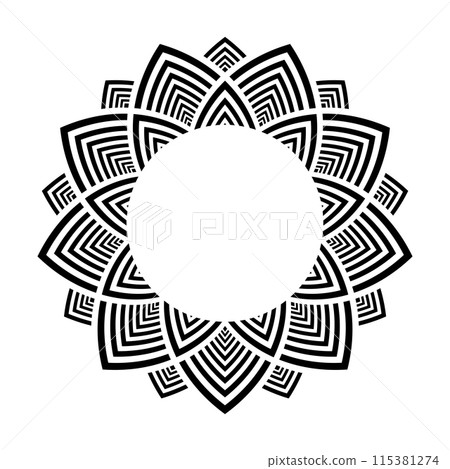 Geometric Radial Circle Pattern for Decorative Round Frame. Geometric Radial Circle Pattern for Decorative Round Frame. 115381274