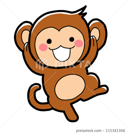 簡單可愛的猴子手繪動物插畫 115381308
