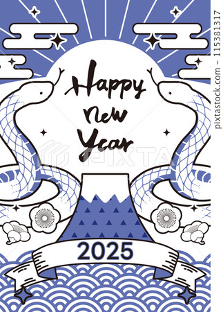 2025新年賀卡垂直蛇圖 2025新年賀卡垂直蛇圖 115381317