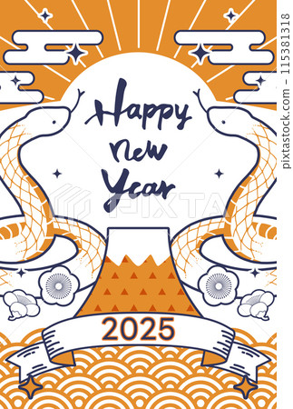 2025新年賀卡垂直蛇圖 2025新年賀卡垂直蛇圖 115381318