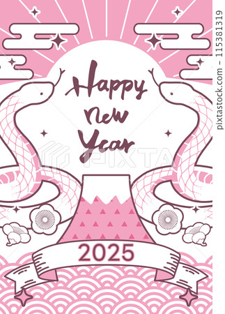2025新年賀卡垂直蛇圖 2025新年賀卡垂直蛇圖 115381319