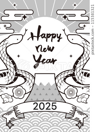2025新年賀卡垂直蛇圖 2025新年賀卡垂直蛇圖 115381321