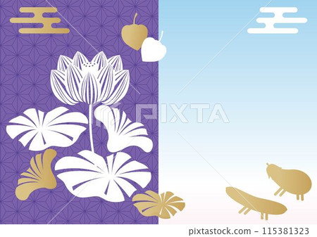 框架盂蘭盆節剪影蓮花夏天七月八月複製空間背景插圖材料 115381323