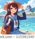 High school girls enjoying summer vacation 115381340