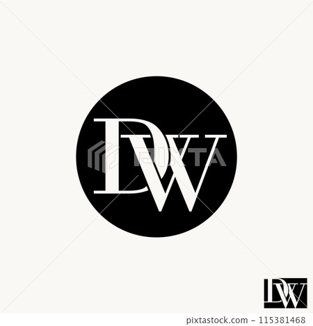Logo design graphic concept creative premium vector stock abstract letter initial DW serif connect font on circle Related to monogram typography brand 115381468