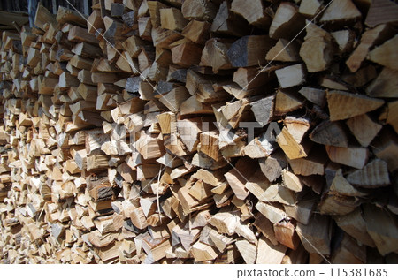 Stacked firewood Stacked firewood 115381685