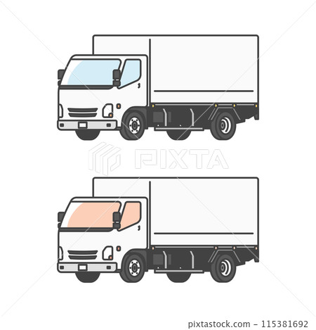 物流系列：作業車、物流業、2噸卡車插畫（彩色&單色套裝） 115381692