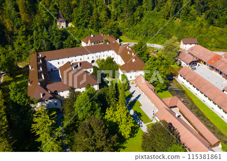 Top view on the roofs of Bistra castle. Vrhnika. Slovenia 115381861