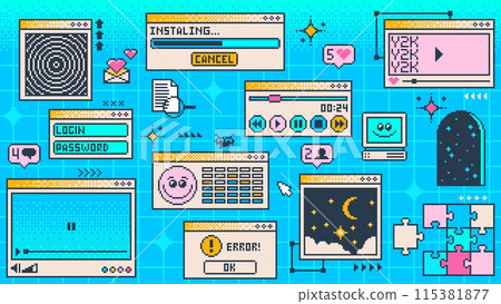 Retro y2k page, computer window interface.... - Stock Illustration ...