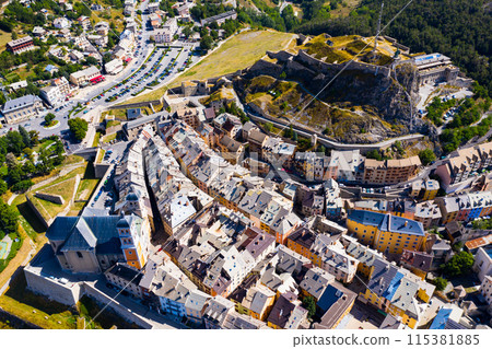 Aerial view on the city Briancon. France 115381885