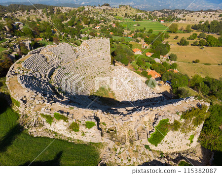 Drone photo of remains of Altinkaya Amphitheater Drone photo of remains of Altinkaya Amphitheater 115382087