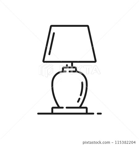 Bedroom desk lamp, electric lantern, halogen light outline icon. House bedroom lamp, office interior light or electric chandelier thin line vector icon. Home desktop lamp linear pictogram or sign Bedroom desk lamp, electric lantern, halogen light outline icon. House bedroom lamp, office interior light or electric chandelier thin line vector icon. Home desktop lamp linear pictogram or sign 115382204