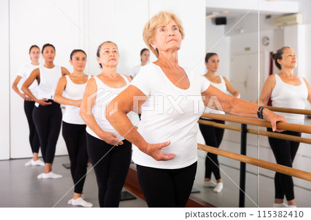 Various aged women dancing ballet Various aged women dancing ballet 115382410