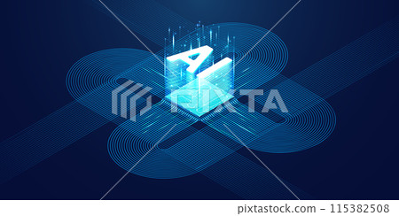 Abstract digital technology background. Isometric AI chip. 115382508
