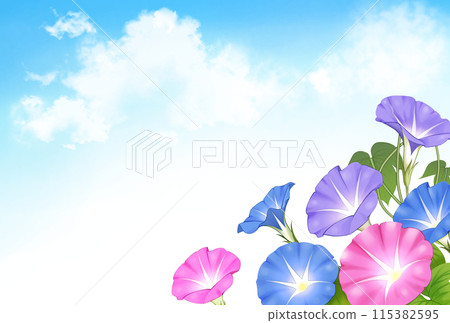 Morning glory and cumulonimbus clouds Summer background Morning glory and cumulonimbus clouds Summer background 115382595
