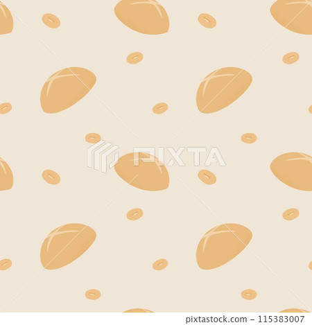 Seamless pattern with garlic breads or coffee breads in flat style cartoon design 115383007