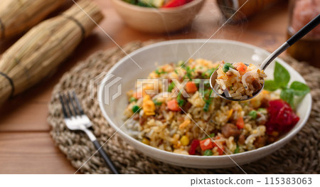 Shirasu and natto fried rice (a fried rice recipe that lets you enjoy the savory flavor of natto) 115383063