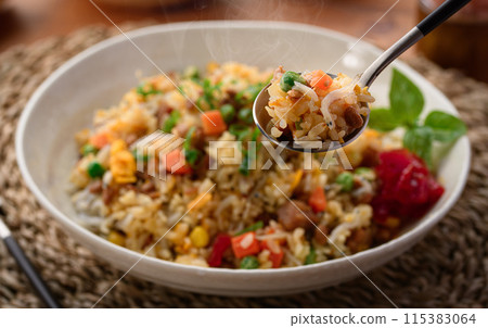 Shirasu and natto fried rice (a fried rice recipe that lets you enjoy the savory flavor of natto) 115383064