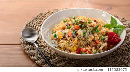 Shirasu and natto fried rice (a fried rice recipe that lets you enjoy the savory flavor of natto) 115383075