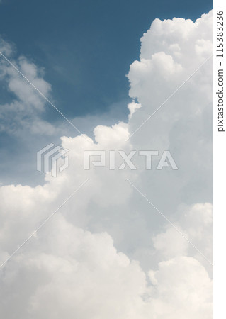 white thunderclouds in blue sky. summer cumulus clouds before rain. Beautiful view of nature white thunderclouds in blue sky. summer cumulus clouds before rain. Beautiful view of nature 115383236