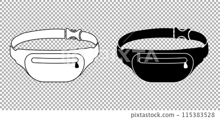 Black And White Waist Bag, Fanny Pack 80s-90s Style. EPS10 Vector 115383528