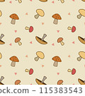 Mushroom collections seamless pattern for textile printing or gift paper. 115383543