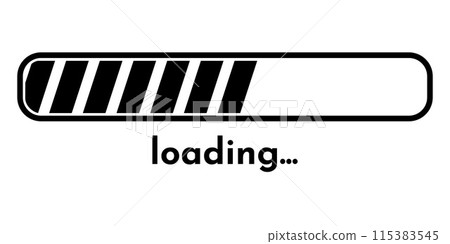 Loading bar icon in flat style. Download and upload process logo symbol sign. Isolated on white Loading bar icon in flat style. Download and upload process logo symbol sign. Isolated on white 115383545