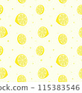 Cute lemon slices seamless pattern for background of wrapping paper or textile 115383546