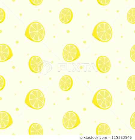 Cute lemon slices seamless pattern for background of wrapping paper or textile Cute lemon slices seamless pattern for background of wrapping paper or textile 115383546