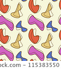 Abstract blobs seamless pattern in retro style colors. Ready to print for fabrics, wrapping paper, or gift paper. 115383550